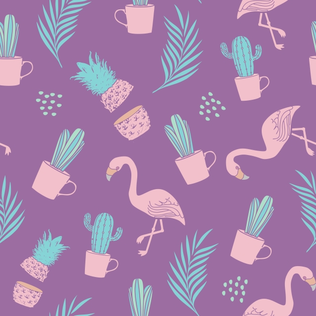 640x640 Tropical Flamingo Pattern, Fashion, Seamless, Textile Png
