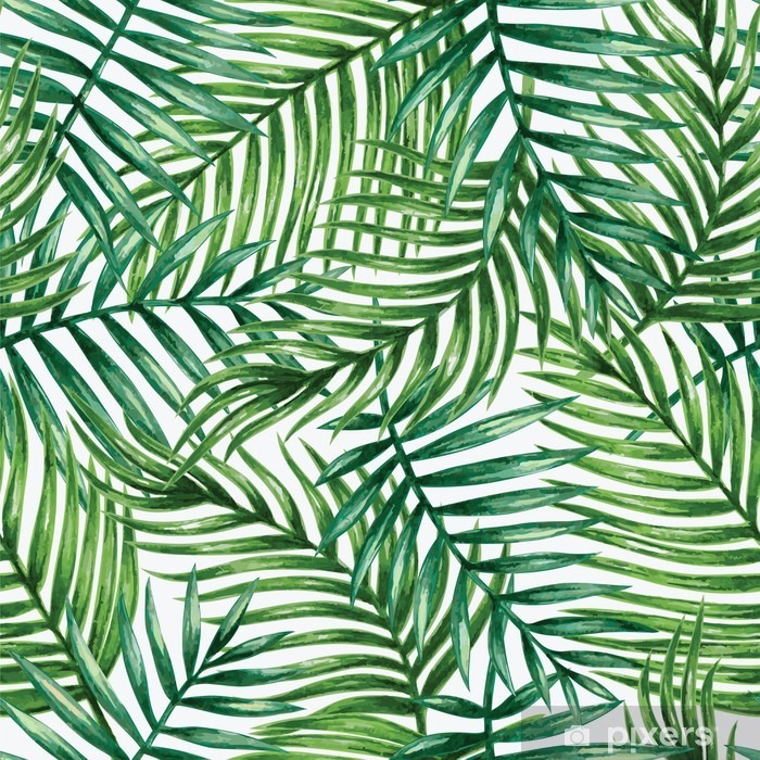 700x700 Watercolor Tropical Palm Leaves Seamless Pattern Vector