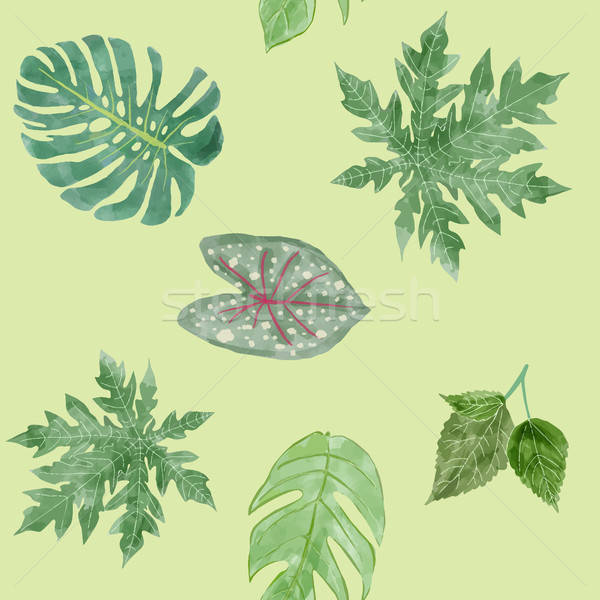 600x600 Botanical Background Of Green Leaves Tropical Plants Vector