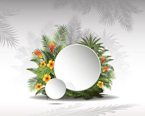 500x400 Circle Paper And Tropical Plants Vector Background Free Vector