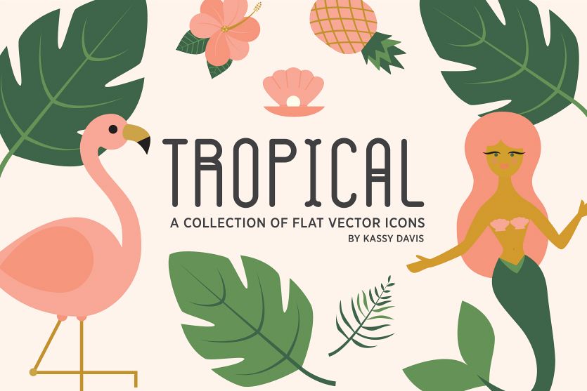 835x557 Tropical Vector Icon Collection