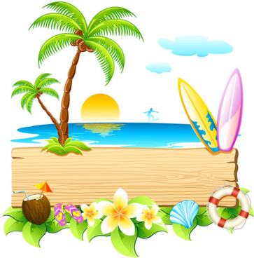 363x368 Vector Tropical Background Elements Free Vector Download