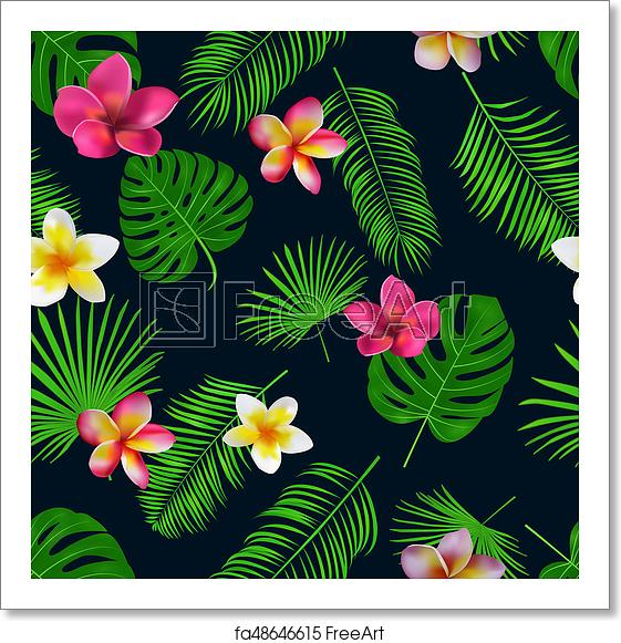 561x581 Free Art Print Of Seamless Hand Drawn Tropical Vector Pattern