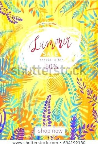 318x470 Summer Sale Flyer Template Tropical Leaves Background Wreath