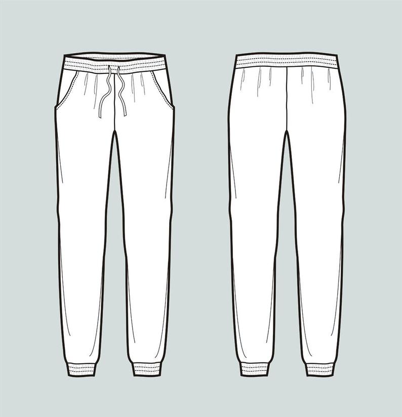 794x824 Jogger Pants Vector Fashion Flat Sketch Adobe Illustrator Etsy