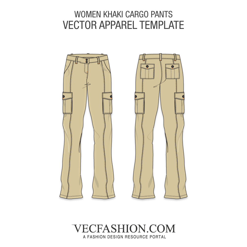 1000x1000 Khaki Cargo Pants Vector Template
