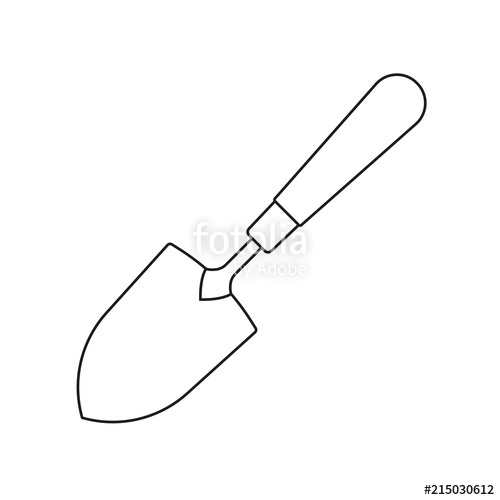 500x500 Garden Trowel Spade Or Shovel Line Icon Gardening Tool Vector