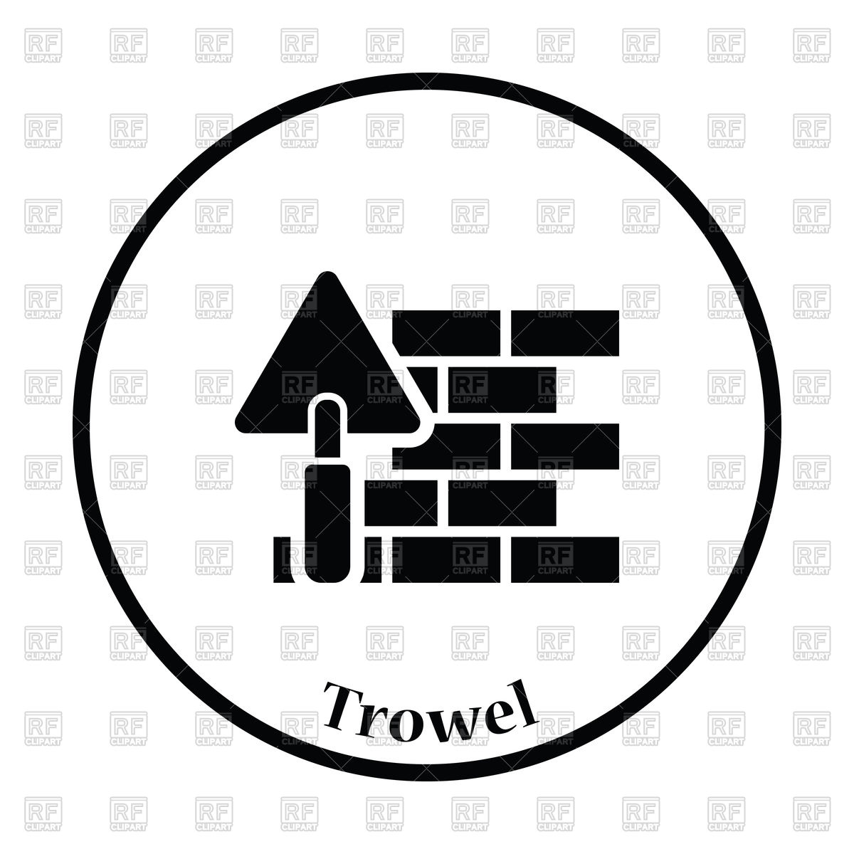 1200x1200 Icon Of Brick Wall With Trowel, Bricklaying Process Vector Image
