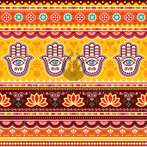 500x500 Pakistani Or Indian Truck Art Vector Seamless Pattern Wit Gl