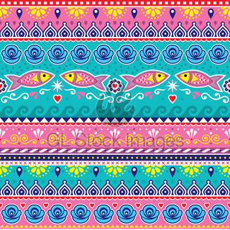 325x325 Pakistani Truck Art Vector Seamless Pattern, Indian Truck Gl