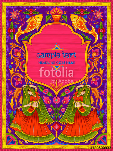 375x500 Colorful Welcome Banner In Truck Art Kitsch Style Of India Stock