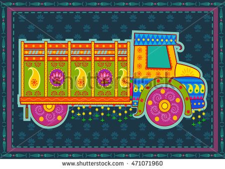 450x338 Vector Design Of Truck Of India In Indian Art Style Design