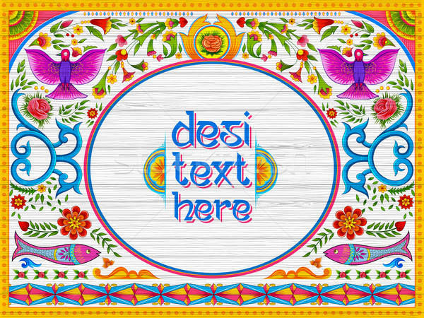 600x450 Colorful Welcome Banner In Truck Art Kitsch Style Of India Vector