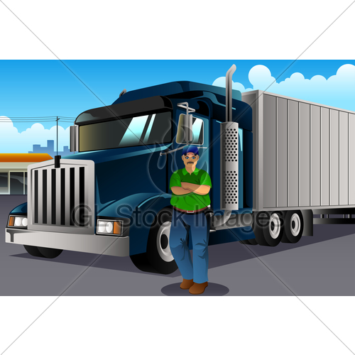 500x500 Truck Driver Standing In Front Of His Truck Gl Stock Images