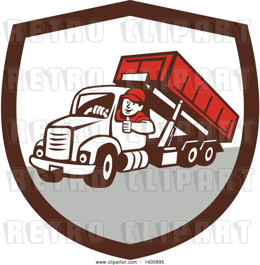 1024x1044 Vector Clip Art Of Retro Cartoon Male Dump Truck Driver Giving