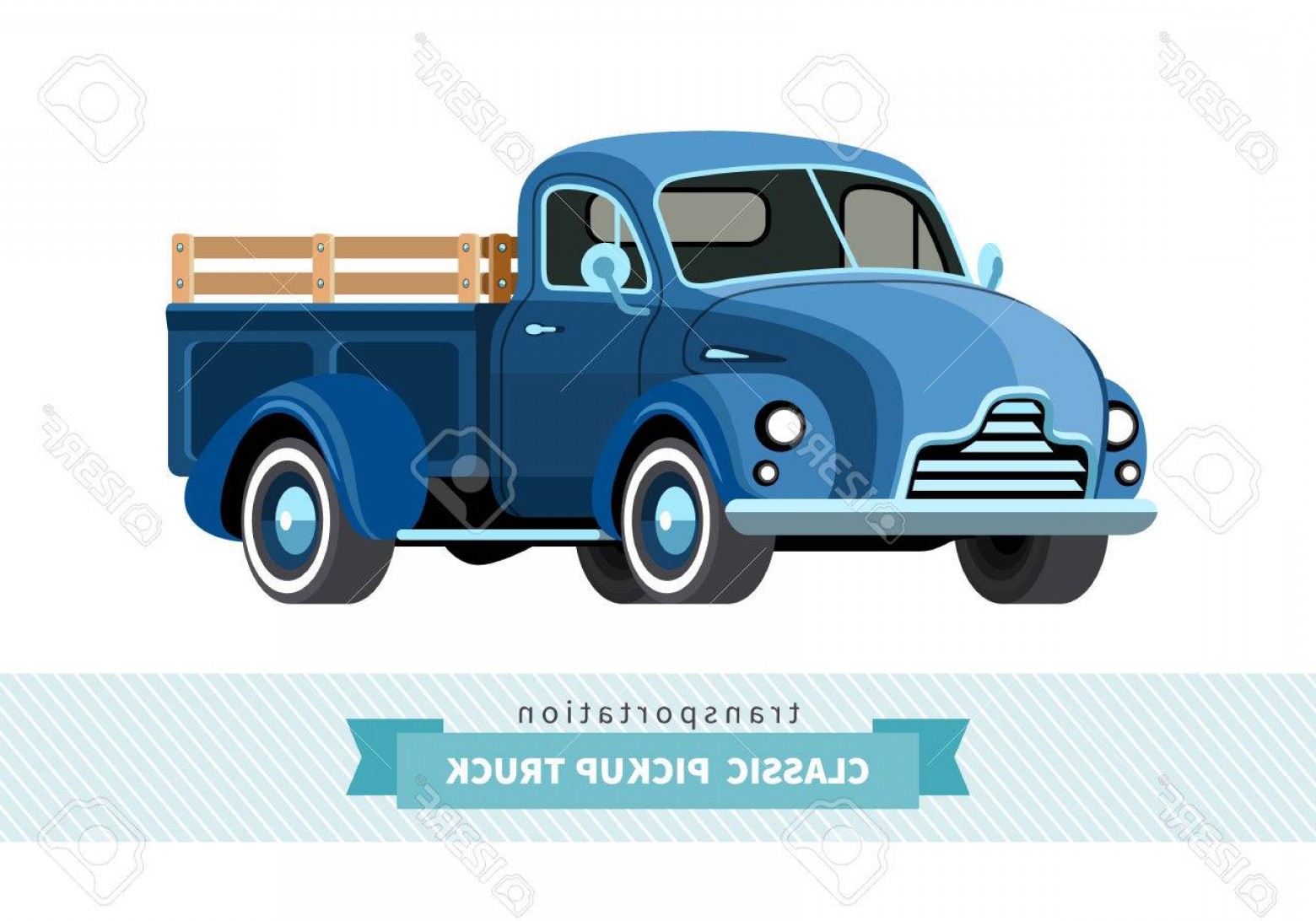 1560x1092 Photostock Vector Classic Pickup Truck Front Side View Stake Truck