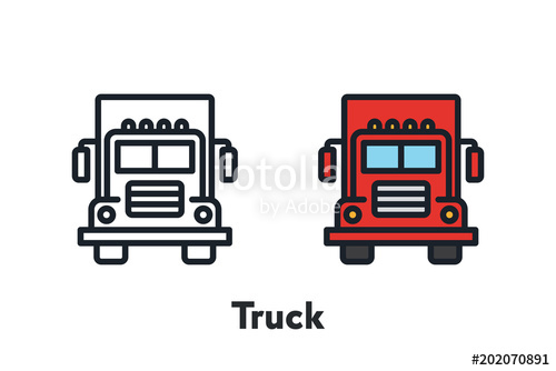 500x334 Red Truck Front View Minimal Color Flat Line Outline Stroke Icon