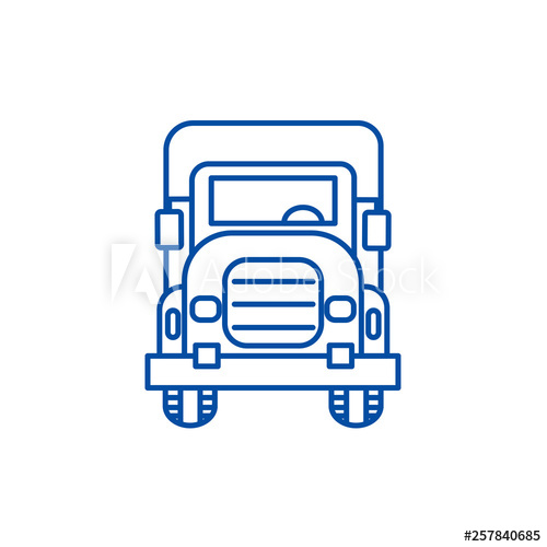 500x500 Truck Front View Line Concept Icon Truck Front View Flat Vector