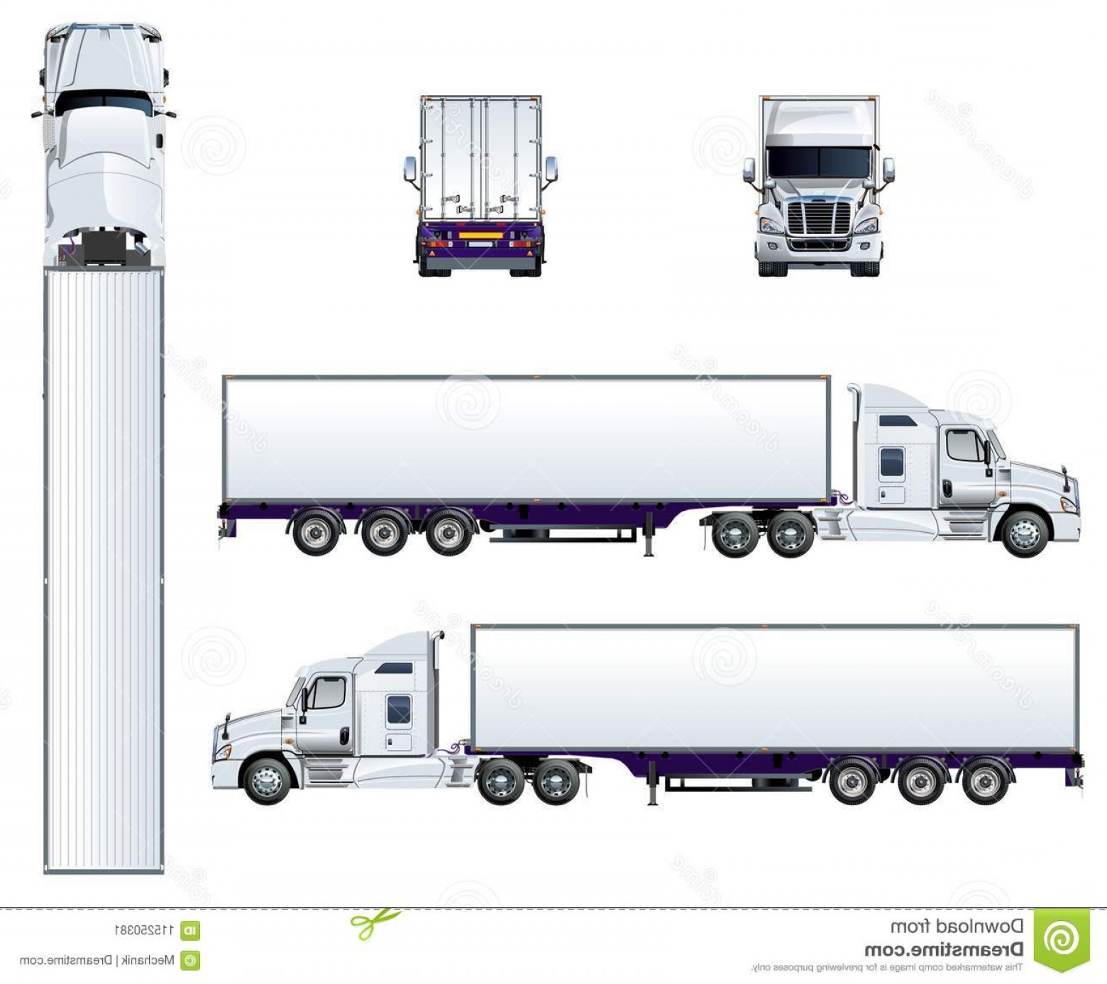 1560x1387 Vector Semi Truck Template Isolated White Vector Semi Truck