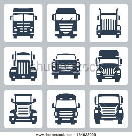 450x470 Vector Isolated Trucks Icons Set Front View