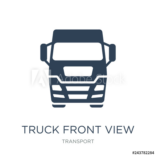 500x500 Truck Front View Icon Vector On White Background, Truck Front View