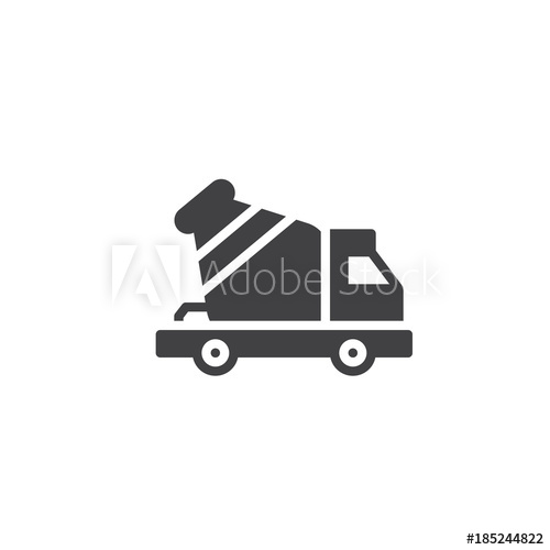 500x500 Concrete Mixer Truck Icon Vector, Filled Flat Sign, Solid