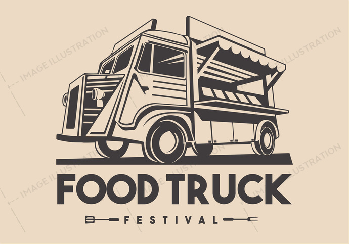 690x483 Food Truck Restaurant Delivery Service Vector Logo