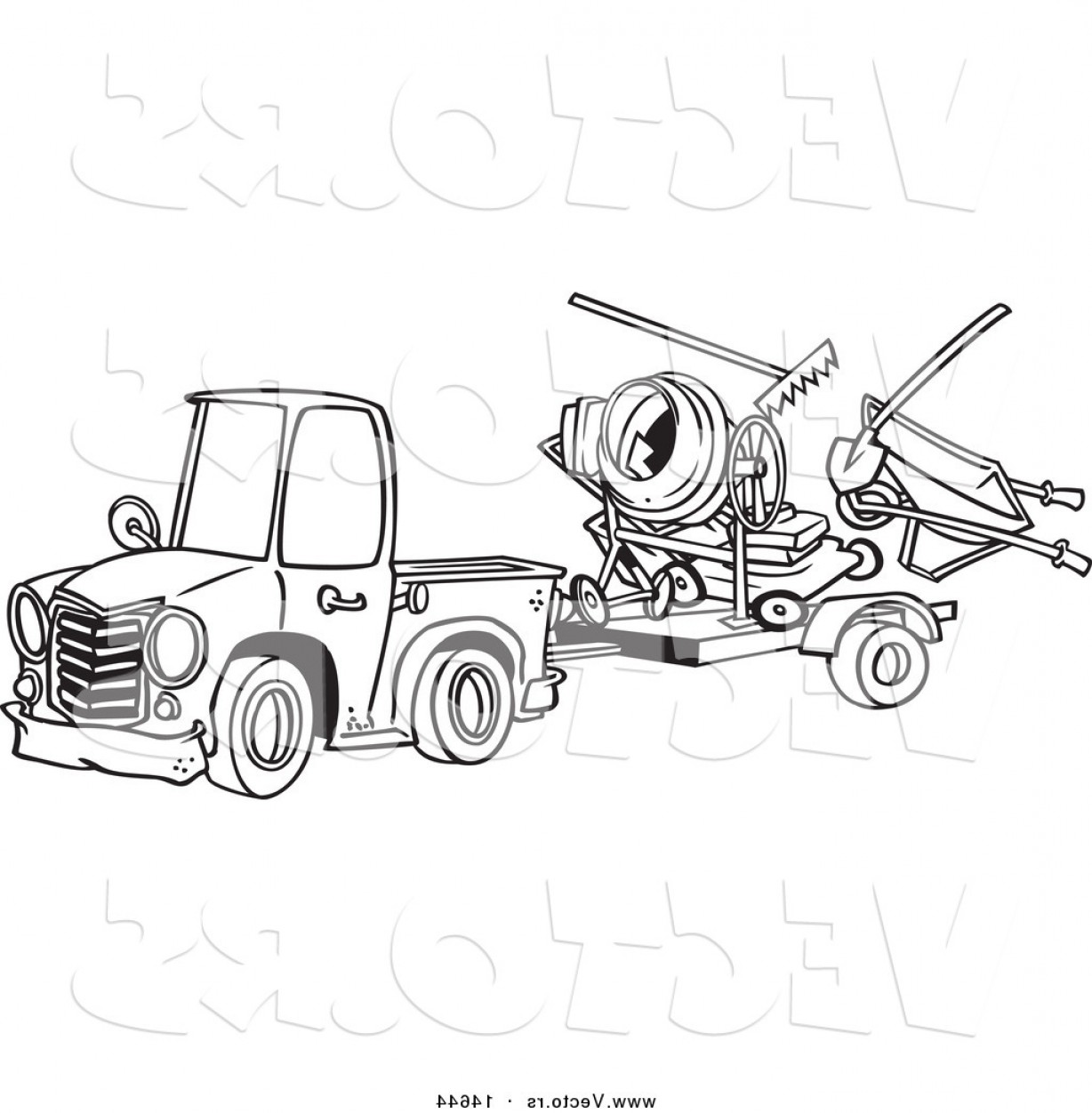 Vector Of A Cartoon Truck Pulling A Trailer With Landscape 1228x1252 Vector Of A Cartoon Truck Pulling A Trailer With Landscape