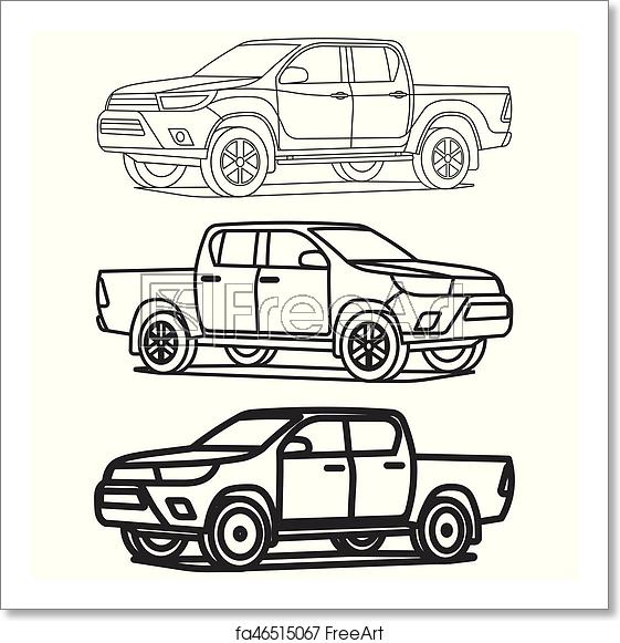 Free Art Print Of Pickup Truck Outline Set On White Background 561x581 Free Art Print Of Pickup Truck Outline Set On White Background
