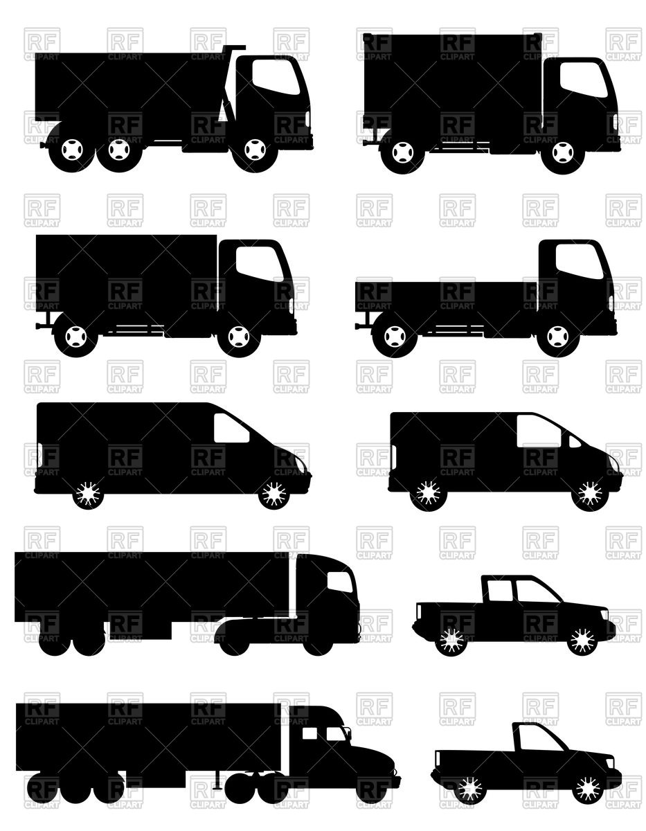933x1200 Side Silhouettes Of Trucks For Transportation Cargo Vector Image