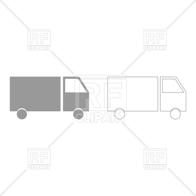 400x400 Truck Silhouette And Outline Vector Image Of Objects