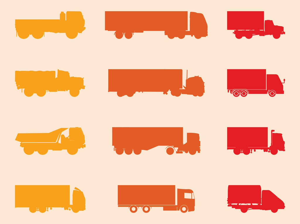 1024x765 Trucks Silhouettes Set Vector Art Graphics