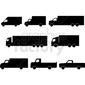 300x300 Set Of Trucks Silhouette Vector Clipart Royalty Free Gif