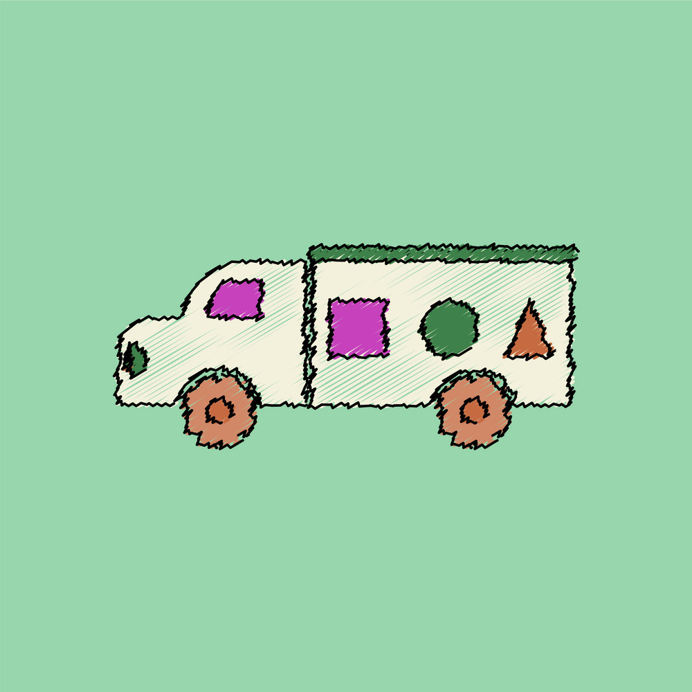 1000x1000 Flat Shading Style Icon Kids Truck Silhouette Vector