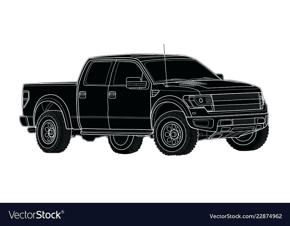 1000x780 Pickup Truck Template Isolated On White Royalty Free Vector