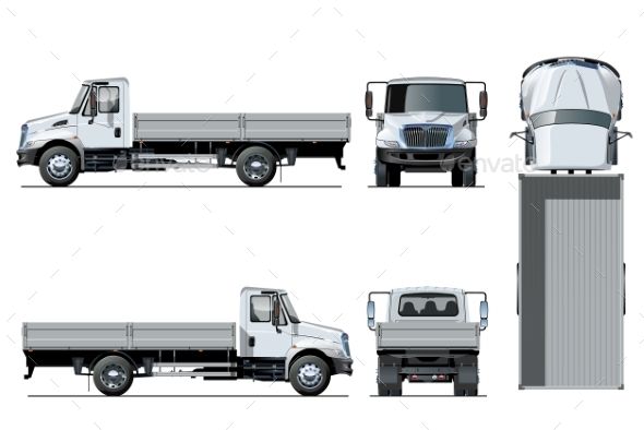 590x394 Vector Flatbed Truck Template Isolated On White
