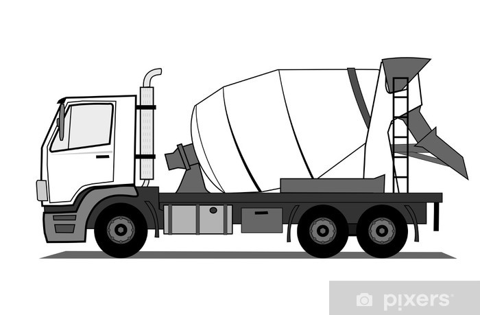 700x459 Concrete Mixer Truck Vector Wall Mural