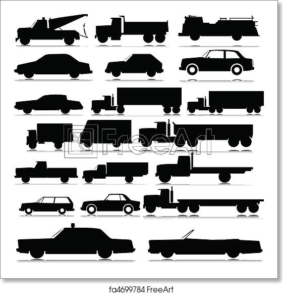 561x581 Free Art Print Of Car And Truck Vector Silhouettes Freeart