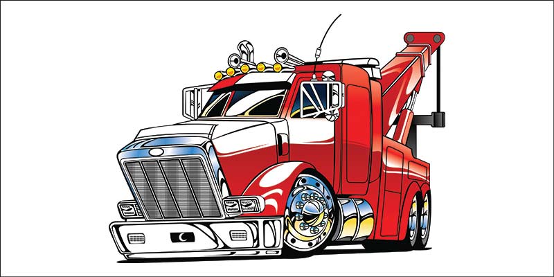800x400 Red Ginormous Tow Truck Vector Design