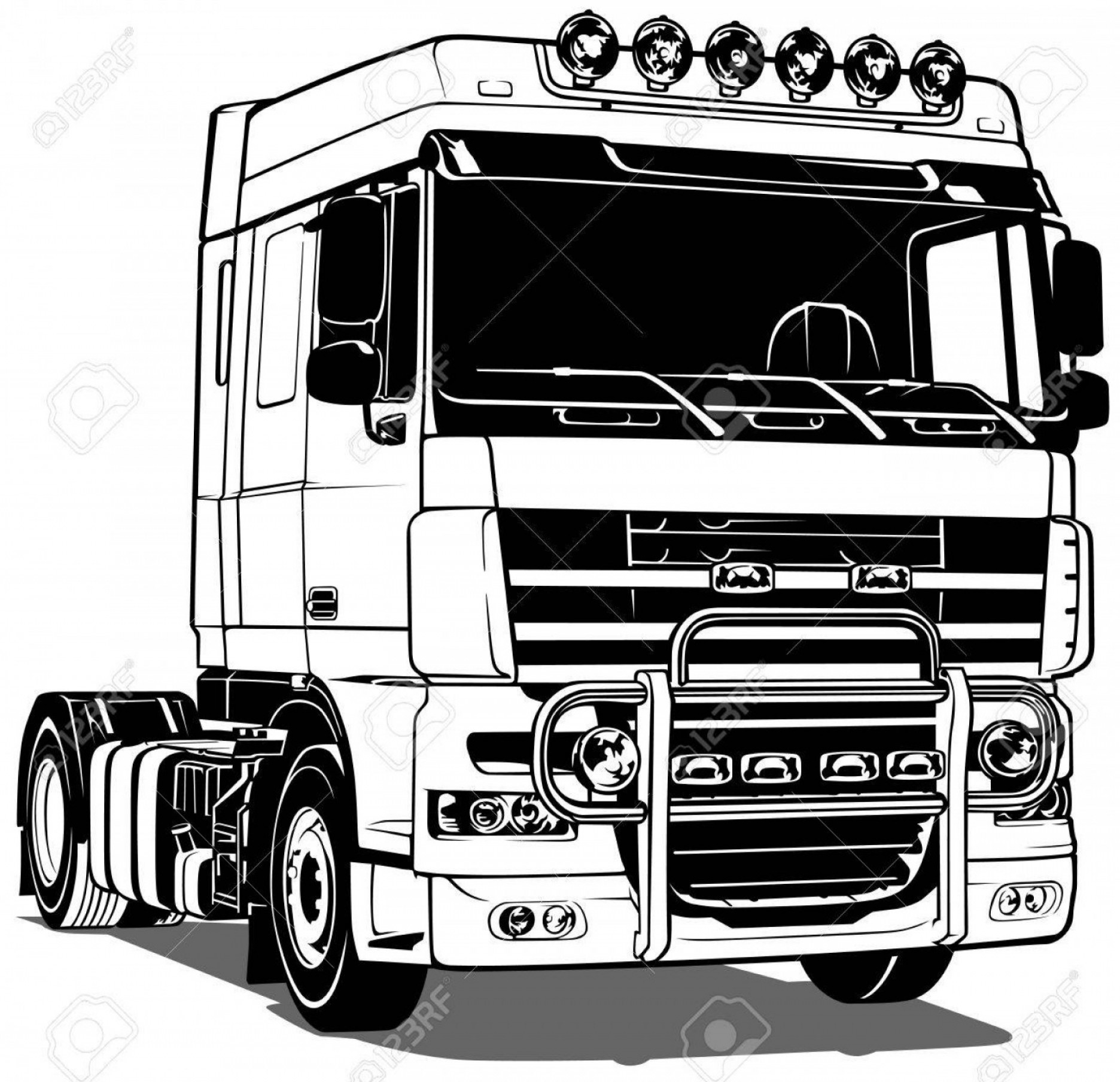 Photostock Vector Black And White Truck Outlined Vector 1872x1808 Photostock Vector Black And White Truck Outlined Vector