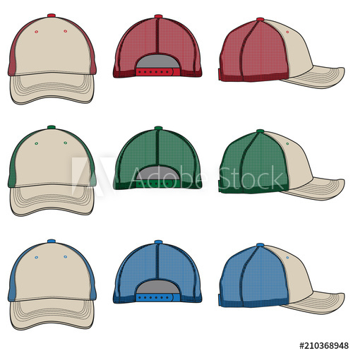 500x500 Vector Template For Color Variations Of Mesh Trucker Caps