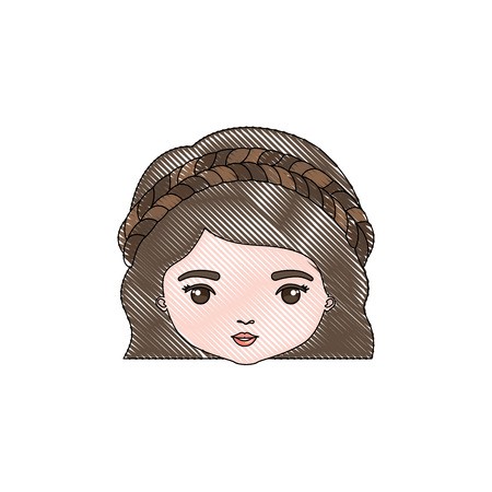 450x450 Color Crayon Silhouette Caricature Closeup Front View Face Woman