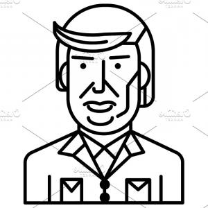300x300 Donald Trump Vector Line Icon Sign Illustration On Background