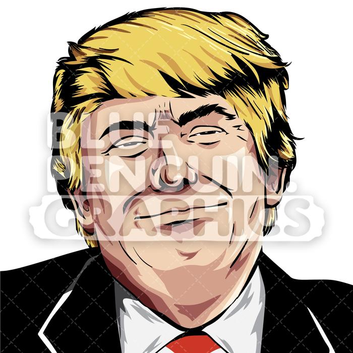 700x700 Donald Trump Vector Cartoon Clipart Illustration Blue Penguin