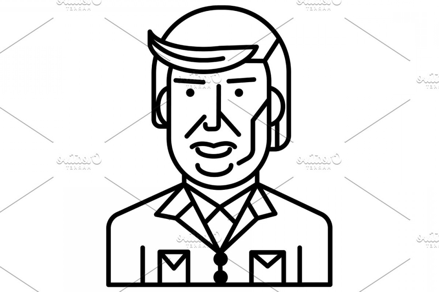 1440x960 Donald Trump Vector Line Icon Sign Illustration On Background