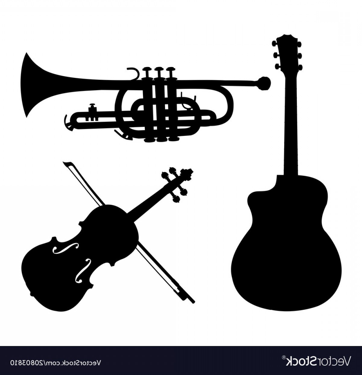 1200x1242 Musical Instruments Silhouettes Guitar Trumpet Vector Cqrecords