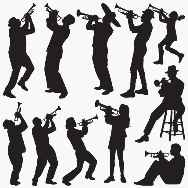626x626 Playing Trumpet Silhouettes Vector Premium Download