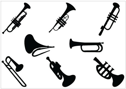 505x357 Trumpet Silhouette Clip Art Pack Band Silhouette Clip Art