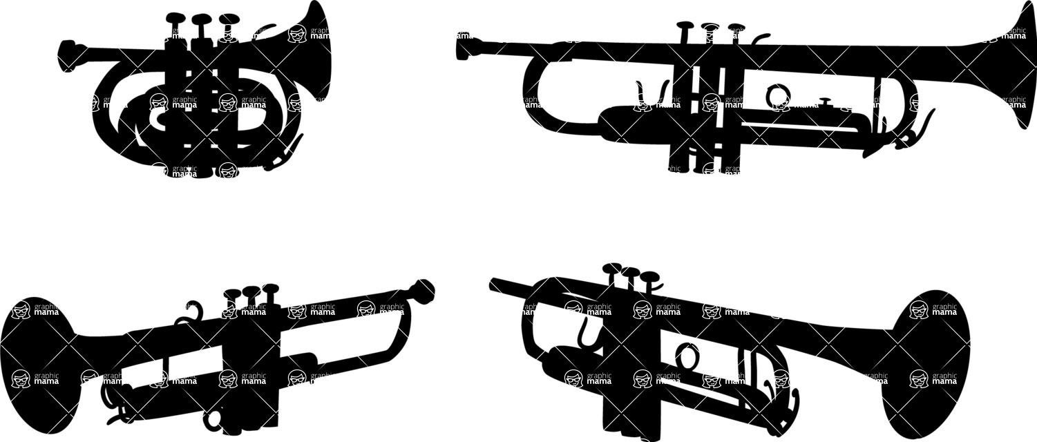 1501x640 Vector Silhouettes Mega Bundle Graphicmama Vector Trumpet