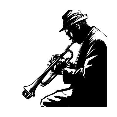 400x400 Jazz Trumpet Player Vector Illustration Art Print